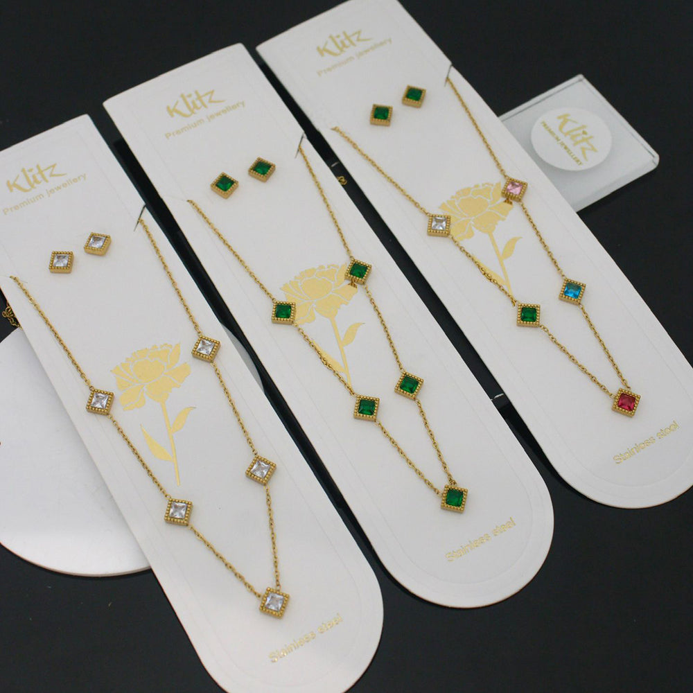 Klitz Trendy  Crystal Stone Necklace Set ( 1Piece Only)