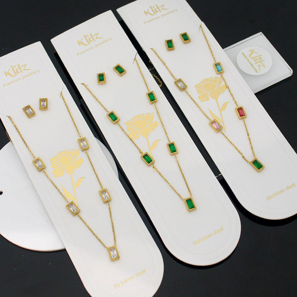 Klitz Trendy  Crystal Stone Necklace Set ( 1Piece Only)