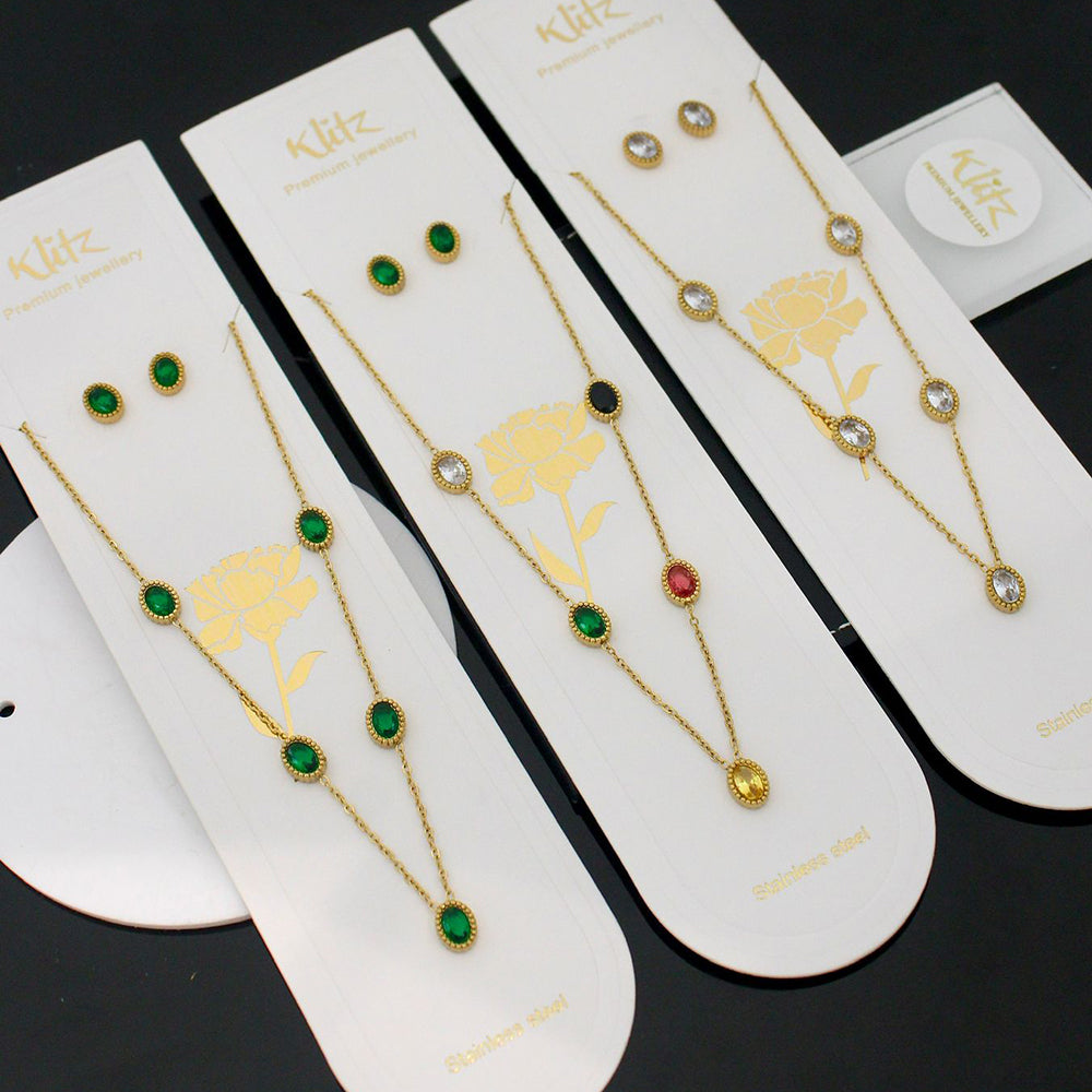 Klitz Trendy  Crystal Stone Necklace Set ( 1Piece Only)