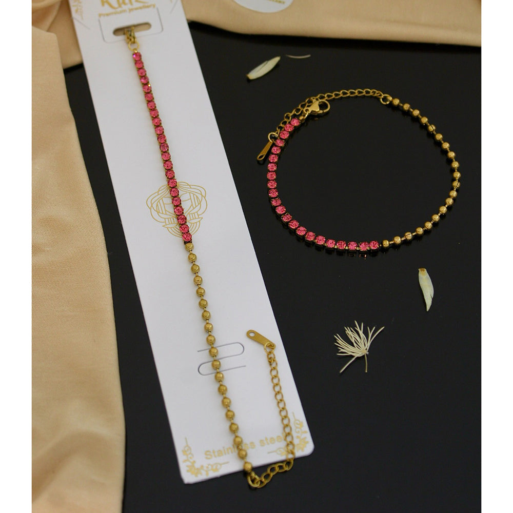 Klitz Premium Quality Shimmer Austrian Adjustable Chain Bracelet (1 Piece Only) (Assorted Desing)