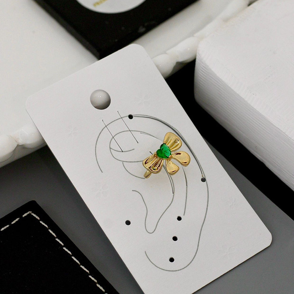 Klitz Sparkling Crystal Stone Bow Shape Earcuff Earrings