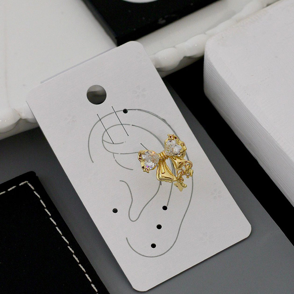 Klitz Sparkling Crystal Stone Bow Shape Earcuff Earrings