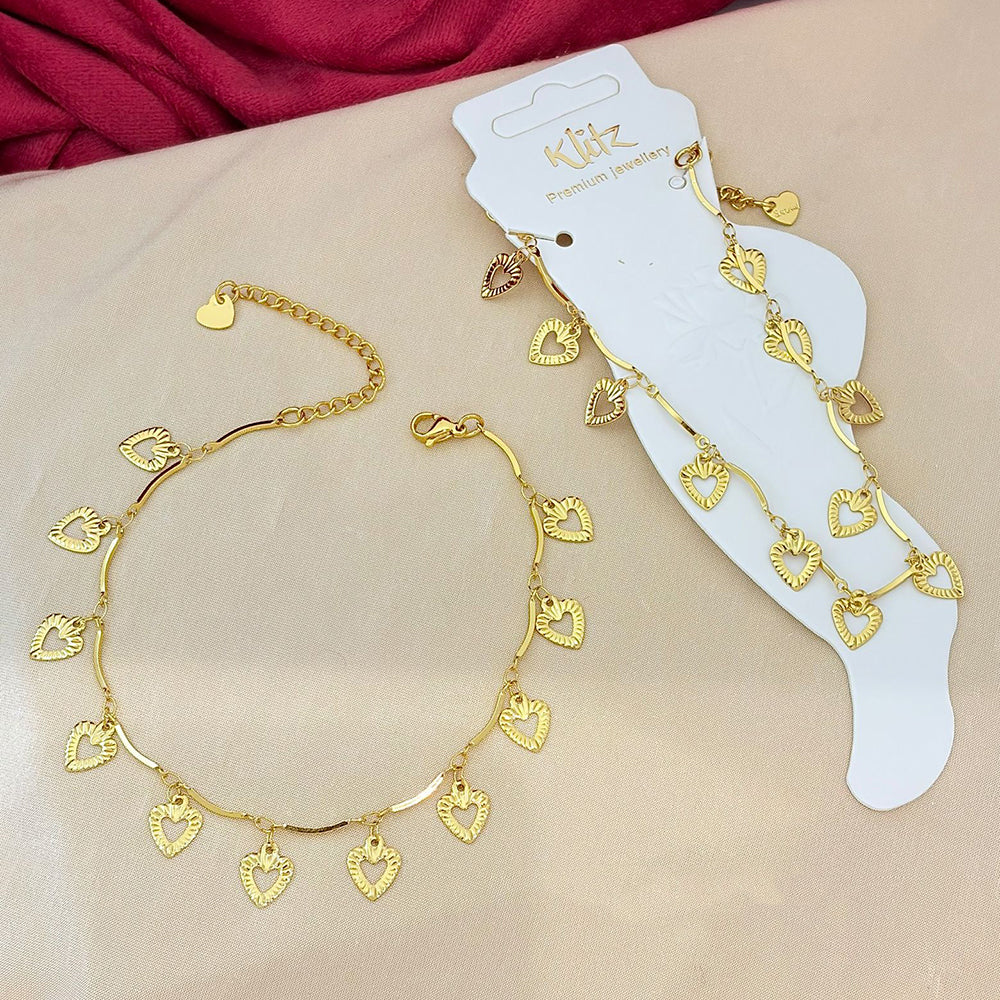 Klitz Adjustable Heart Charm Chain Bracelet  ( 1 Piece Only) (Assorted Desing)