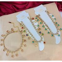 Klitz Adjustable Heart Charm And Austrian Stone Chain Bracelet