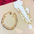 Klitz Adjustable Heart Charm And Austrian Stone Chain Bracelet