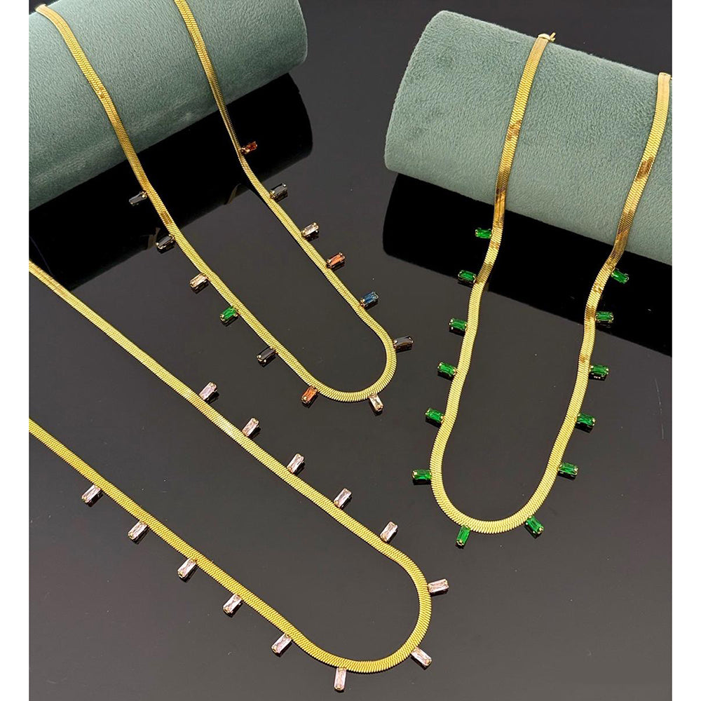 Klitz Crystal Modern Minimal Snake Chain Necklace  ( 1 Piece Only)