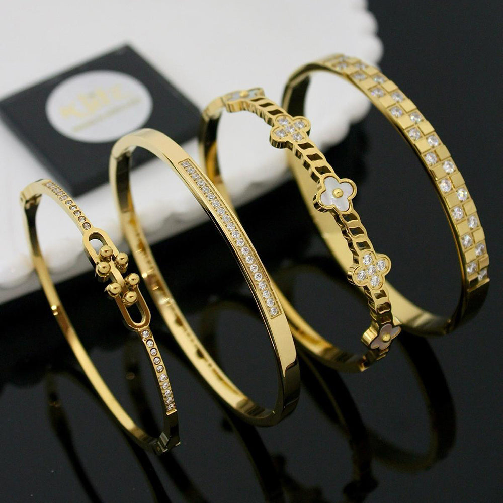 Klitz Classic Austrian Stone Openable Bracelet for Daily Wear  ( 1 Piece Only) (Assorted Desing)