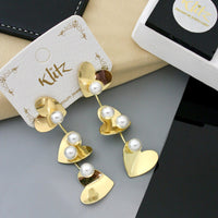 Klitz Charming Heart Shape Pearl Dangler Earrings
