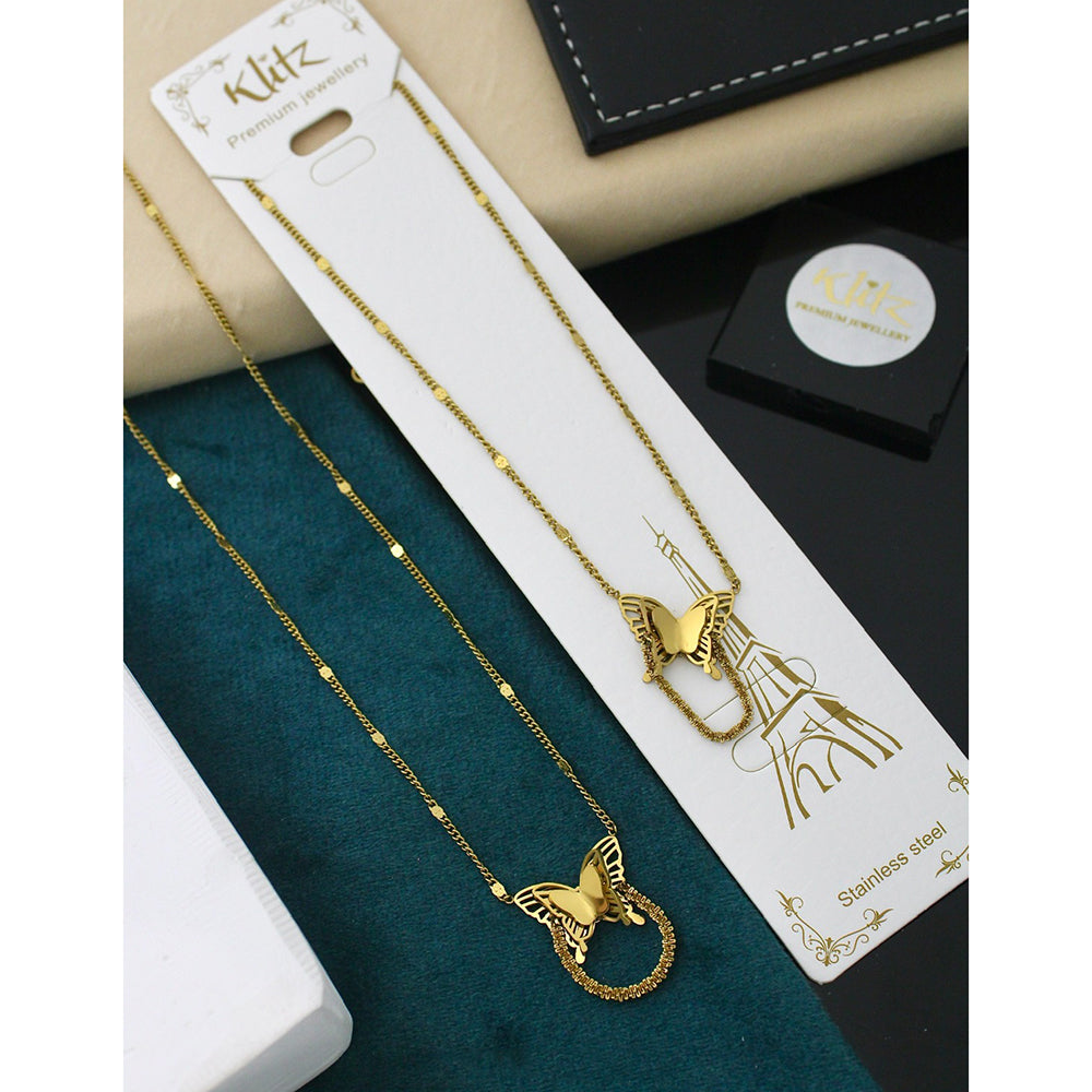 Klitz Minimal Butterfly Charm Snake Chain Necklace ( 1 Piece Only)