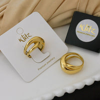 Klitz Minimalist Glossy Gold Statement Ring