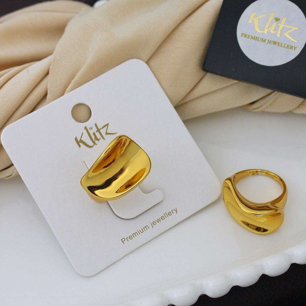 Klitz Minimalist Glossy Gold Statement Ring