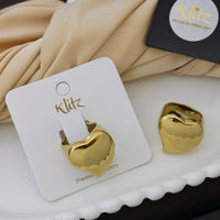 Klitz Minimalist Glossy Gold Statement Ring
