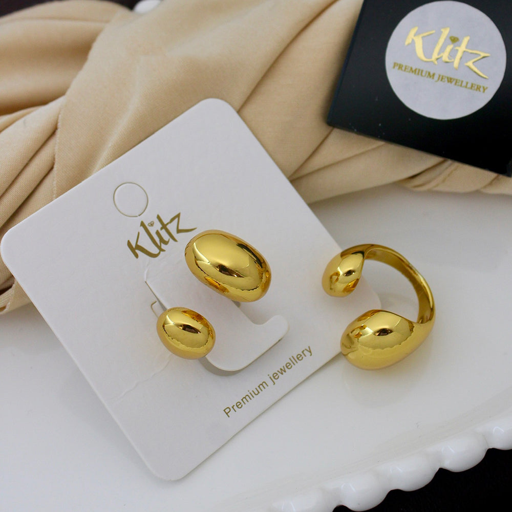 Klitz Minimalist Glossy Gold Statement Ring