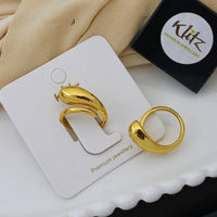 Klitz Minimalist Glossy Gold Statement Ring