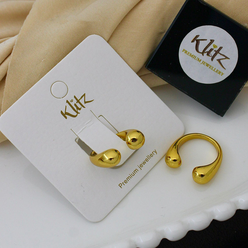 Klitz Minimalist Glossy Gold Statement Ring