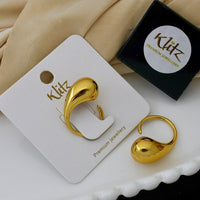 Klitz Minimalist Glossy Gold Statement Ring