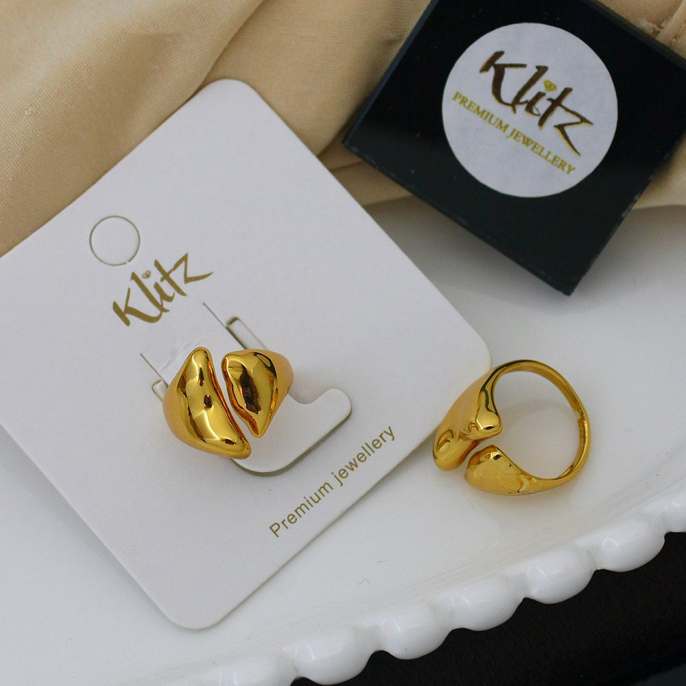 Klitz Minimalist Glossy Gold Statement Ring