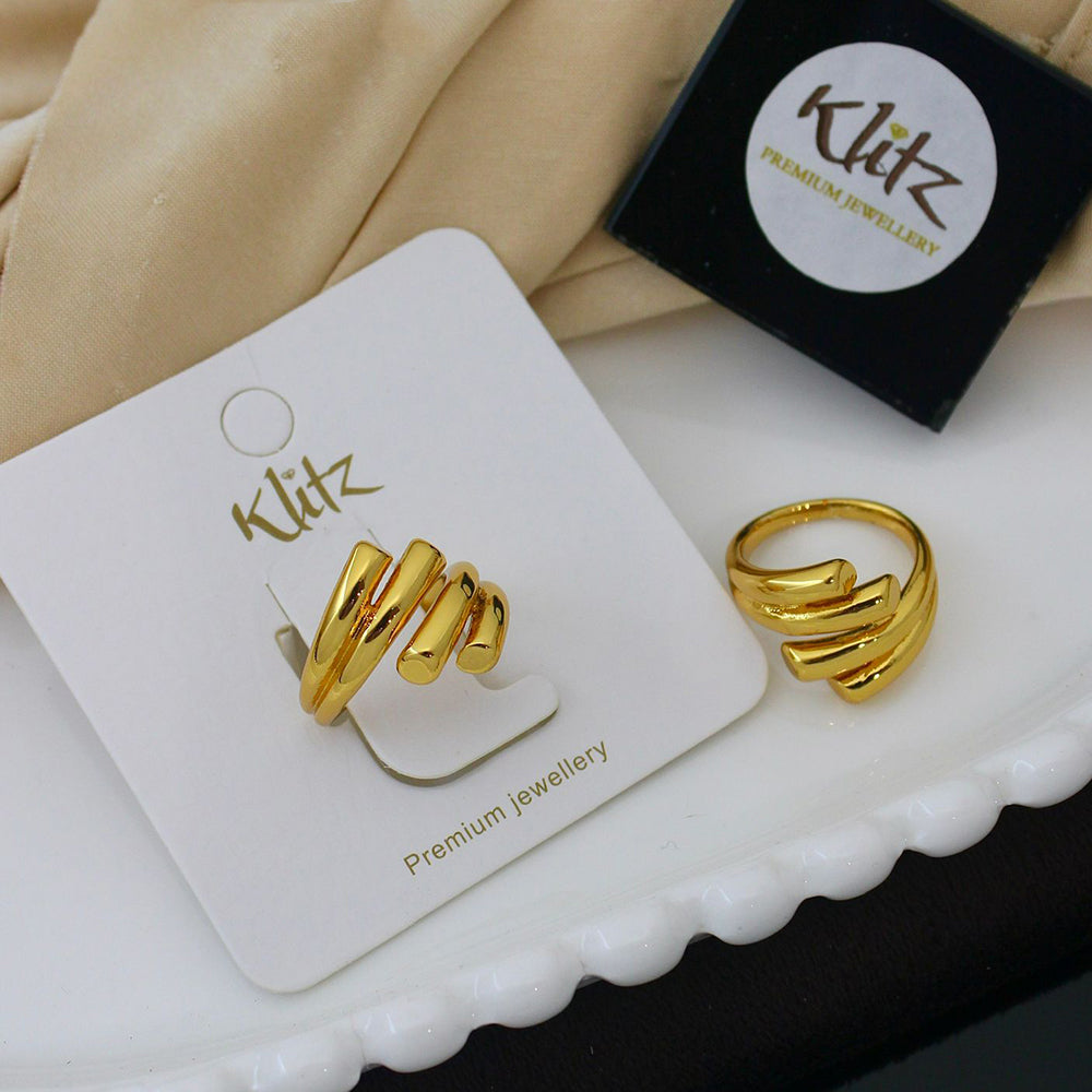 Klitz Minimalist Glossy Gold Statement Ring
