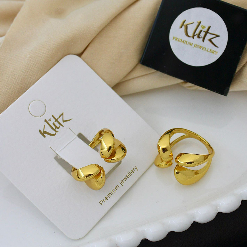 Klitz Minimalist Glossy Gold Statement Ring
