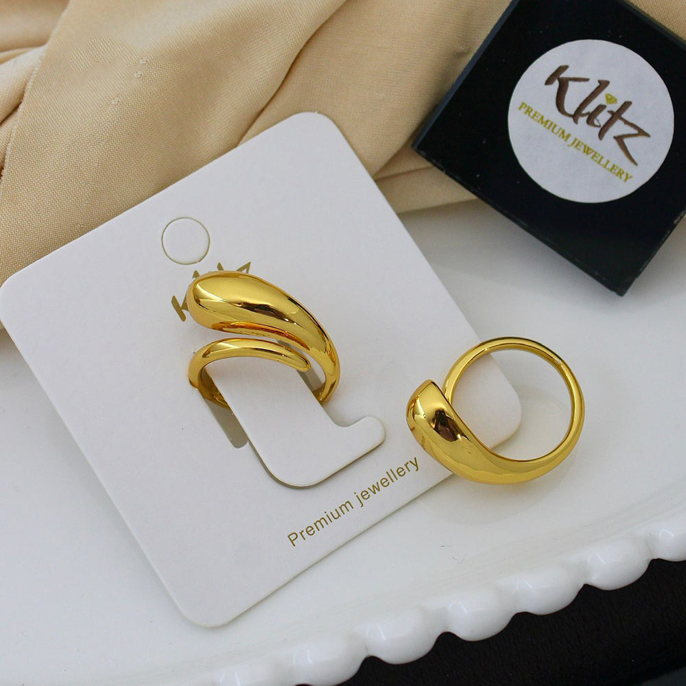 Klitz Minimalist Glossy Gold Statement Ring