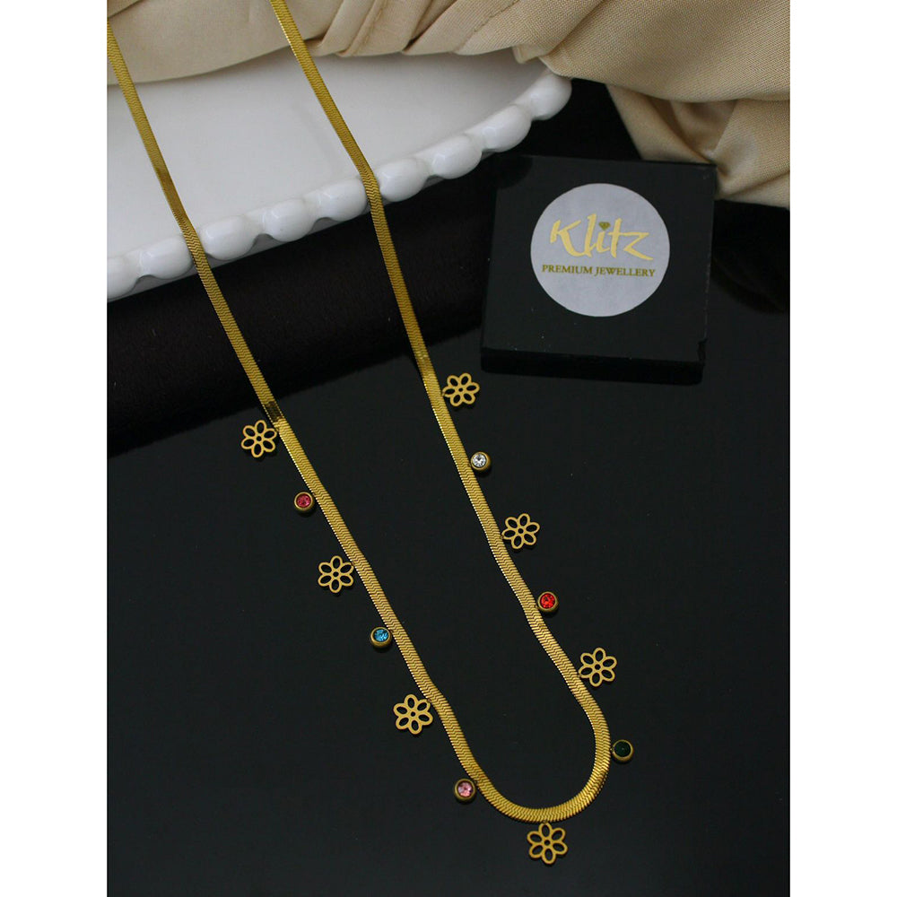 Klitz Classic Austrian Stone Snake Chain Delicate Flower Necklace