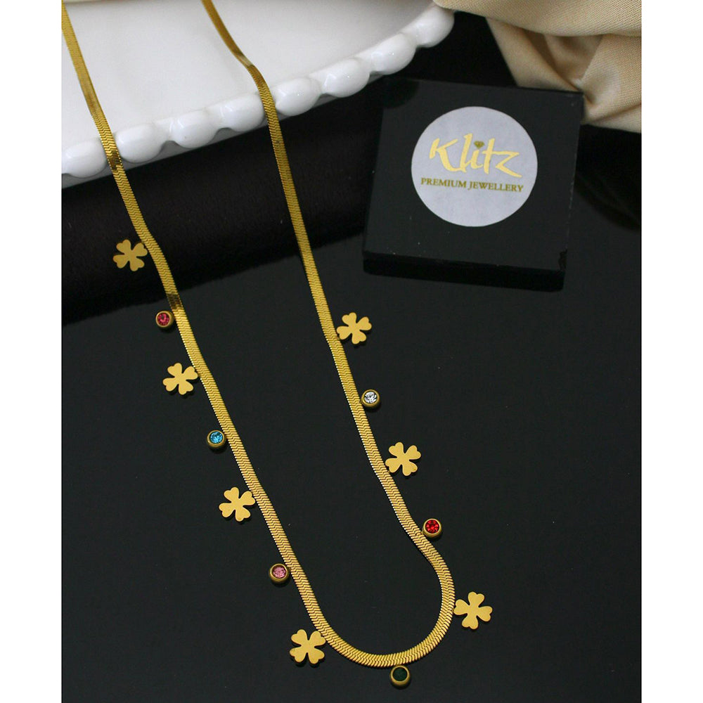 Klitz Classic Austrian Stone Snake Chain Delicate Flower Necklace