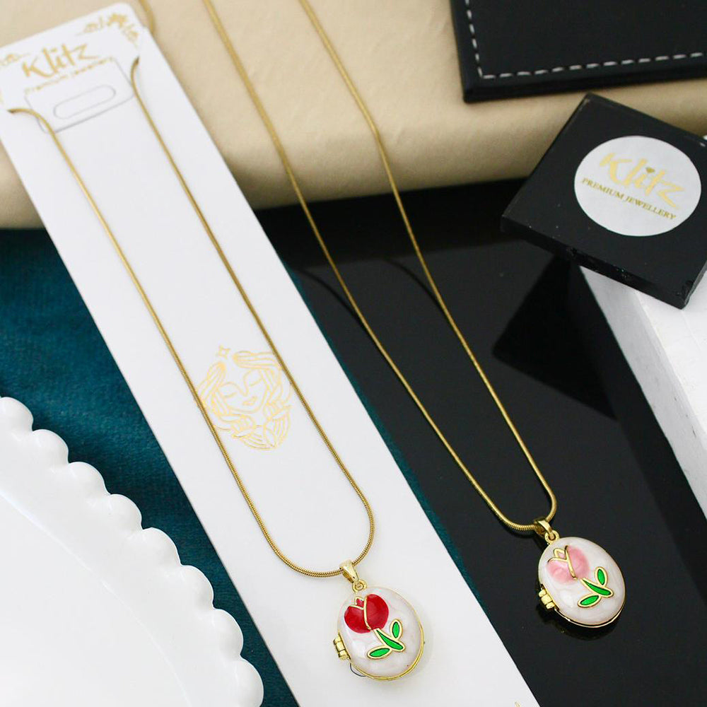 litz Premium Floral Enamel Locket Necklace