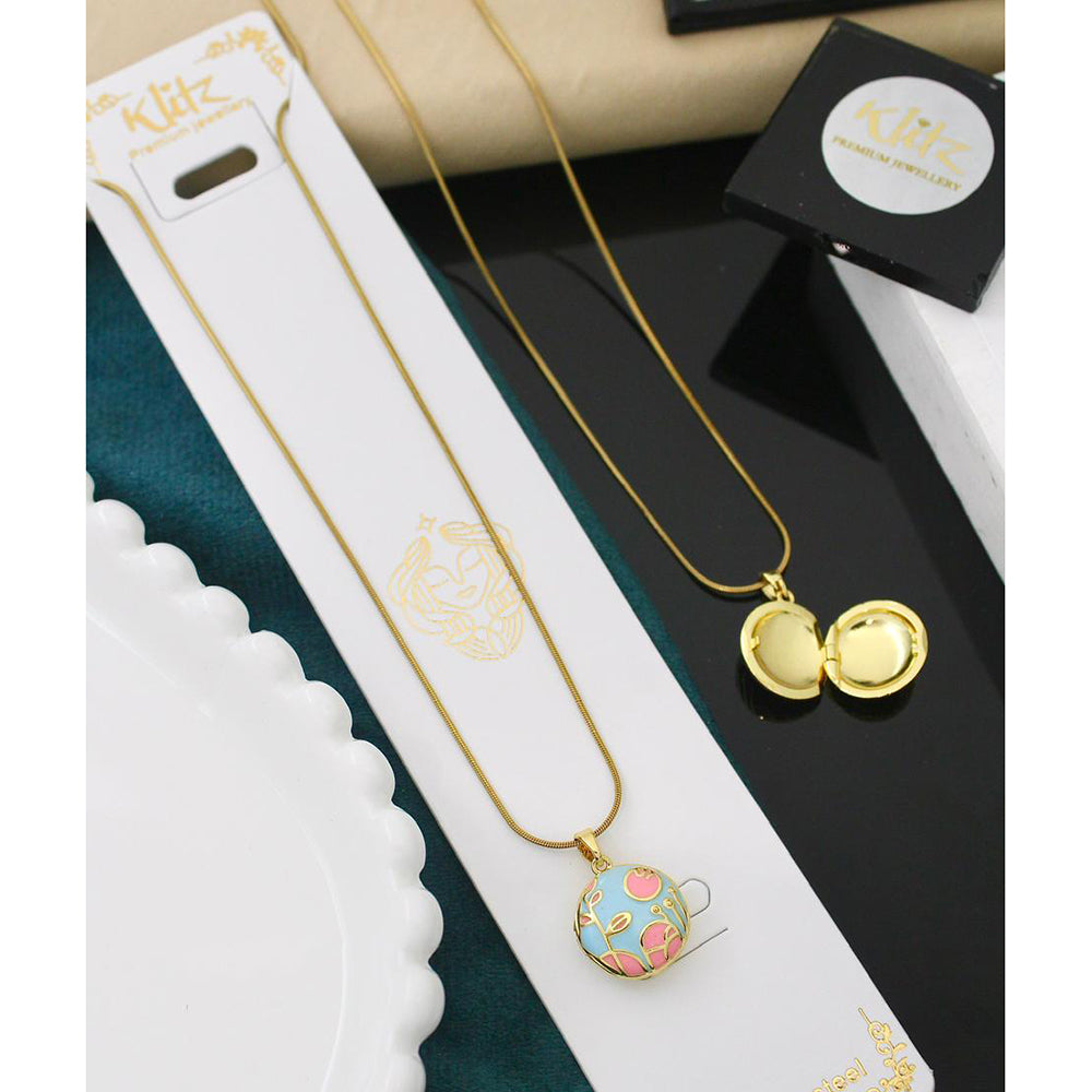 litz Premium Floral Enamel Locket Necklace