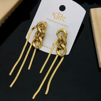 Klitz Stylish Stainless Steel Chain Dangler Earrings