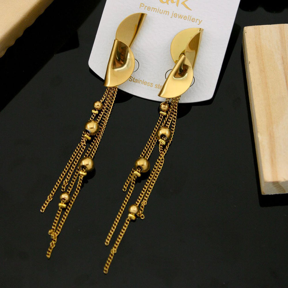 Klitz Stylish Stainless Steel Chain Dangler Earrings