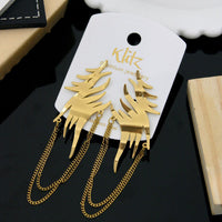 Klitz Stylish Stainless Steel Chain Dangler Earrings