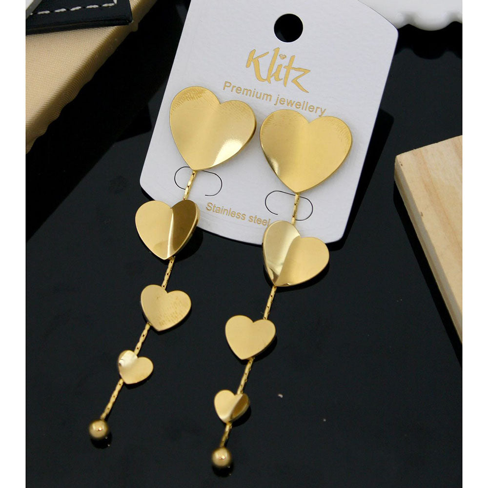 Klitz Stylish Stainless Steel Heart -Shape Dangler Earrings