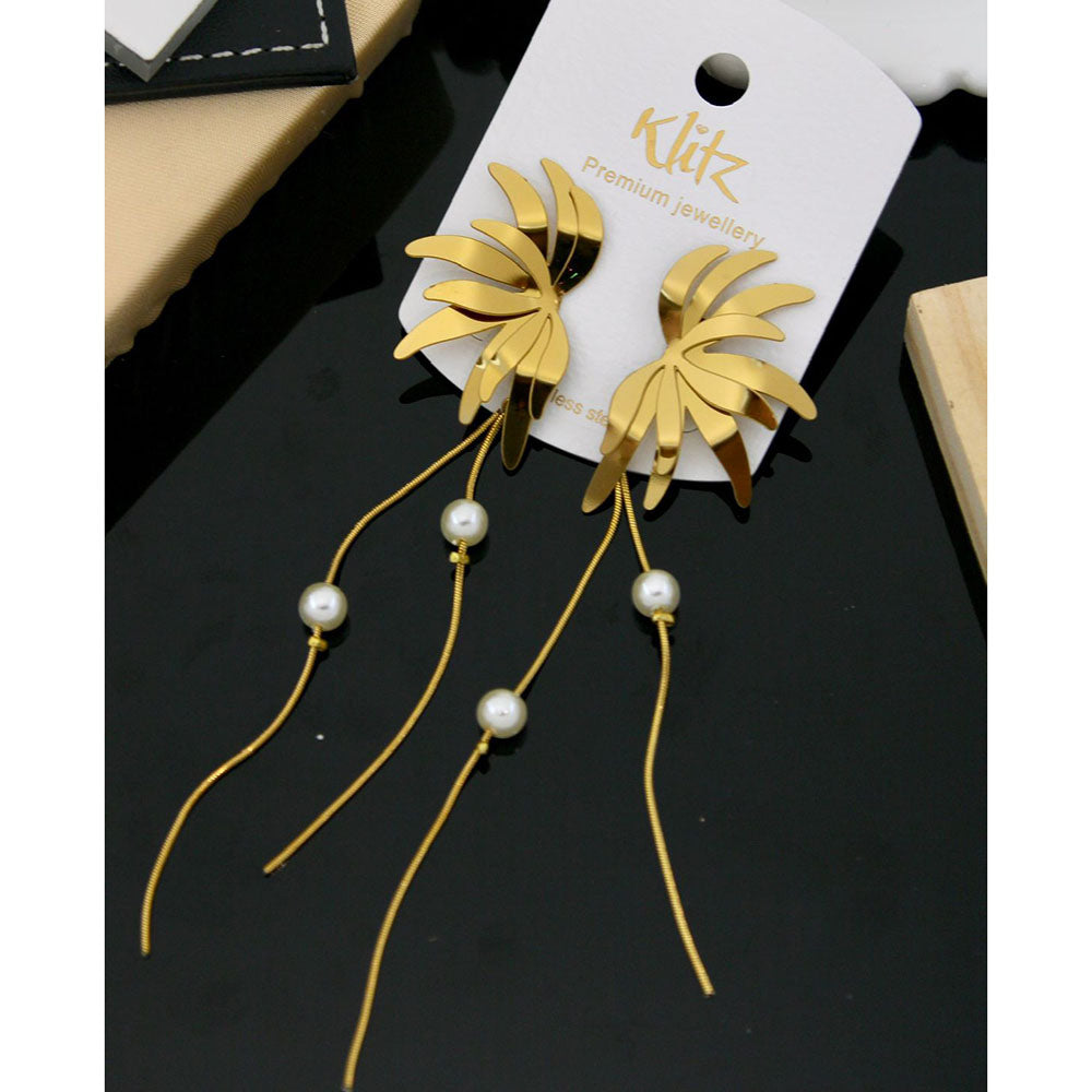 Klitz Stylish Stainless Steel Beads Dangler Earrings