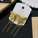 Klitz Stylish Stainless Steel Austrian Stone And Butterfly Dangler Earrings