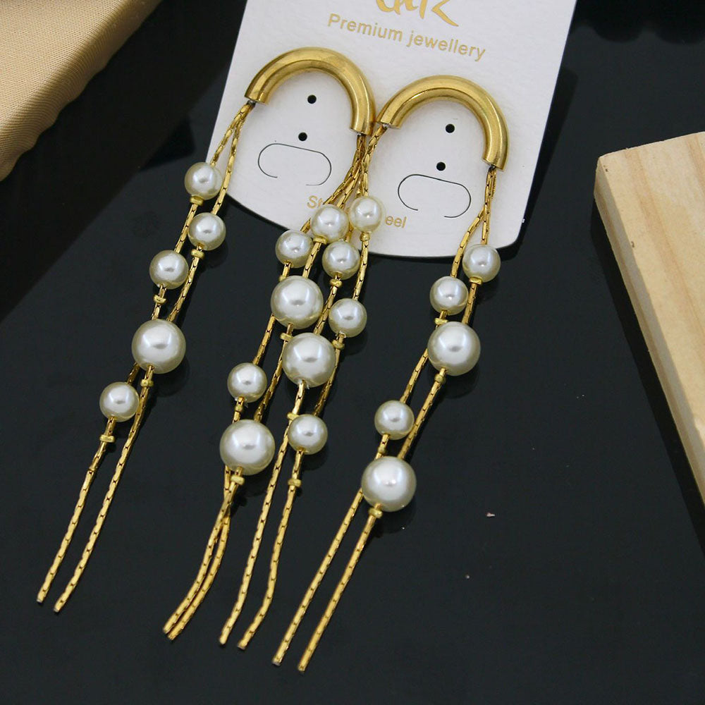 Klitz Stylish Stainless Steel Beads Dangler Earrings