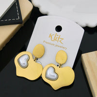 Klitz Stylish Stainless Steel Heart -Shape Dangler Earrings