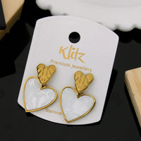 Klitz Stylish Stainless Steel Heart -Shape Dangler Earrings
