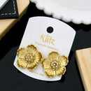 Klitz Stylish Stainless Steel Floral Austrian Stone Studs Earrings