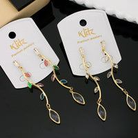 Klitz Shimmering Crystal Stone Stylish Dangler Earrings