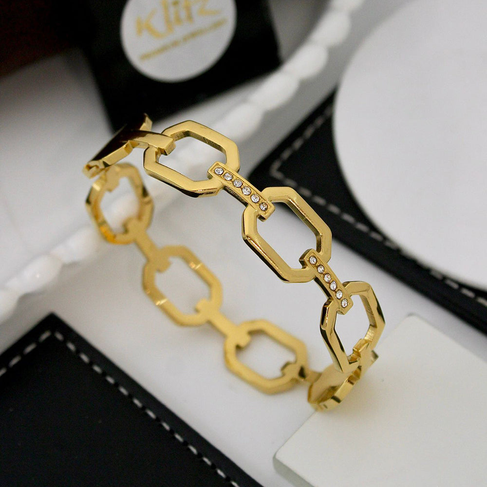Klitz Sleek Polished Finish Austrian Stone Designer Openable Bracelet