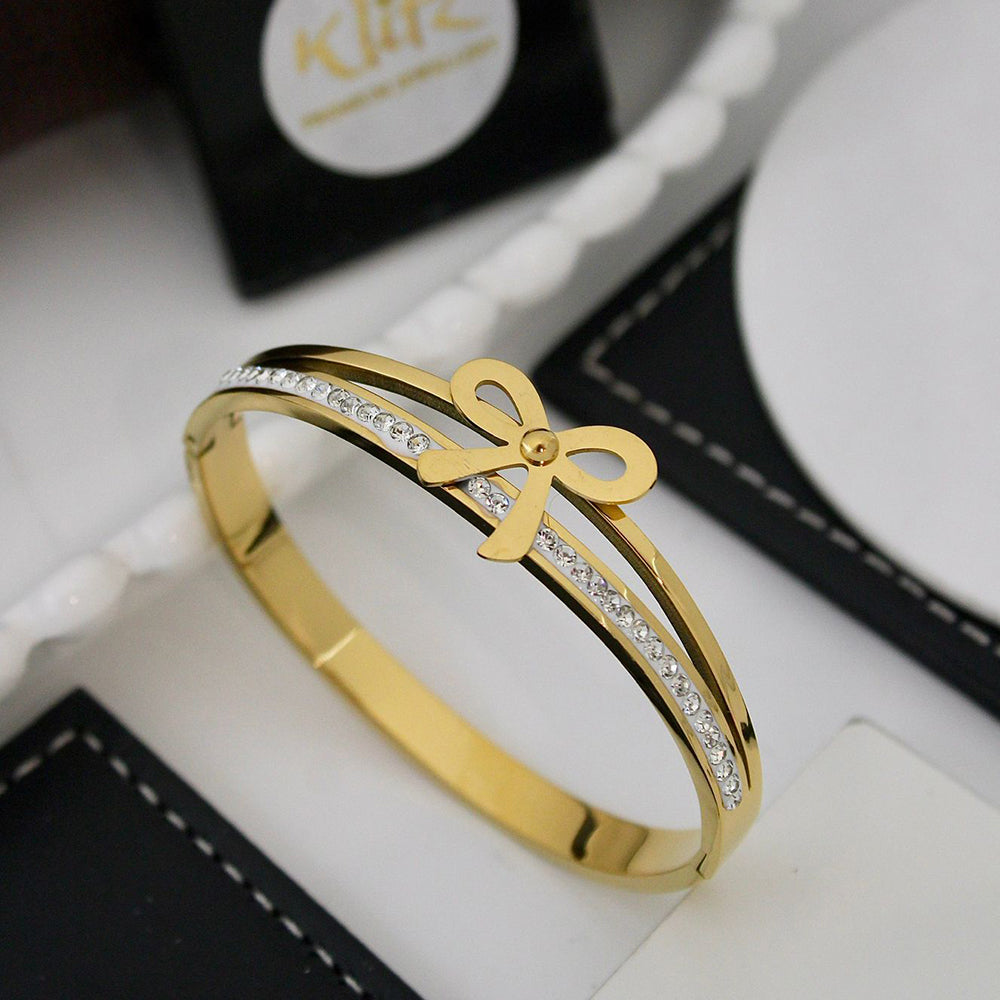 Klitz Premium Austrian Stone And Bow Designer Openable Bracelet
