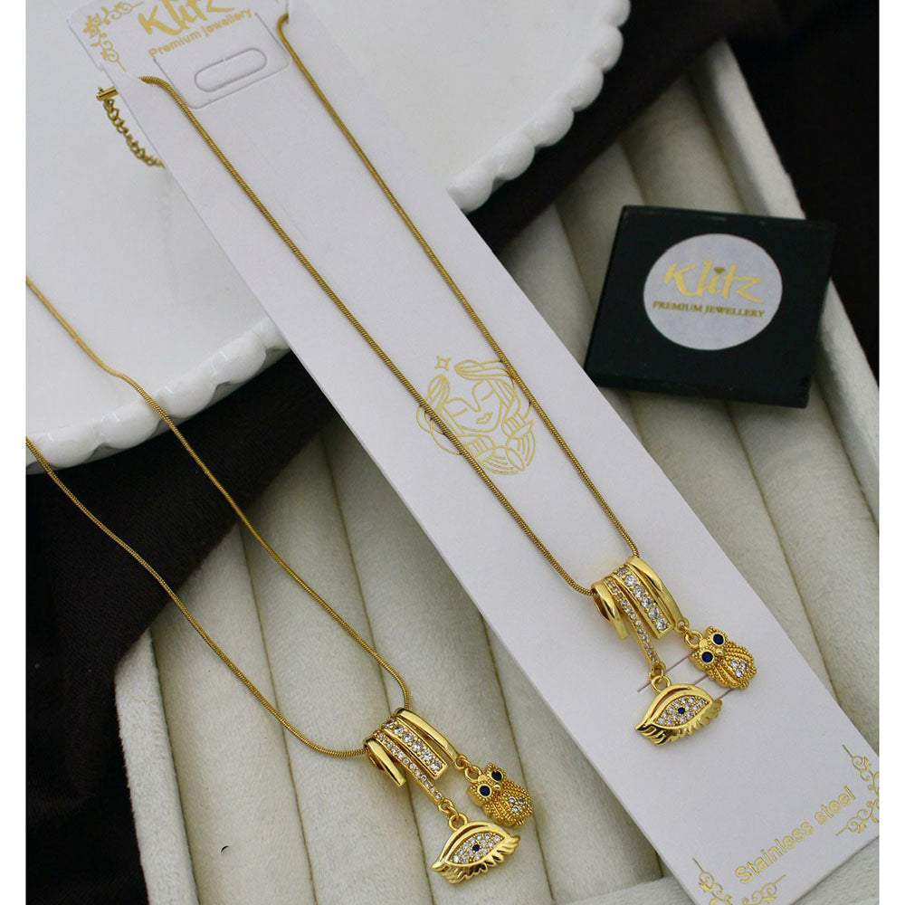 Klitz Classic Premium Jewellery Austrian Stone Owl Charms Chain Necklace