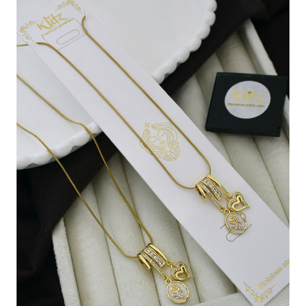 Klitz Stunning Premium Jewellery Heart Shape Chain Pendant