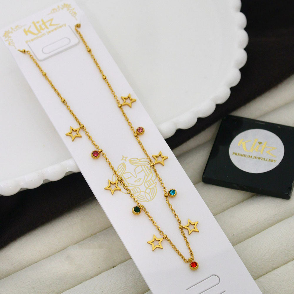 Klitz Classic Premium Jewellery Austrian Stone Heart Chain Necklace