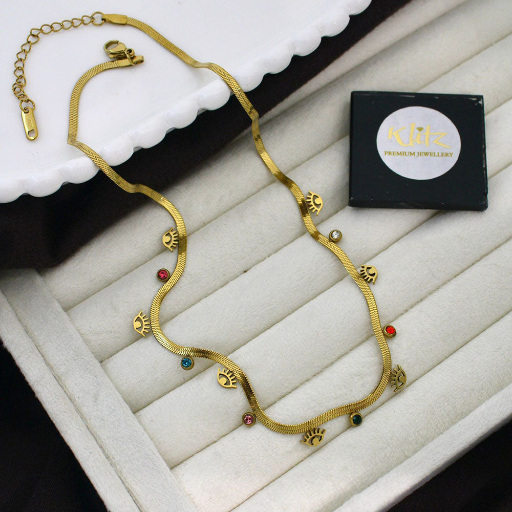 Klitz Classic Premium Jewellery Austrian Stone Heart Chain Necklace