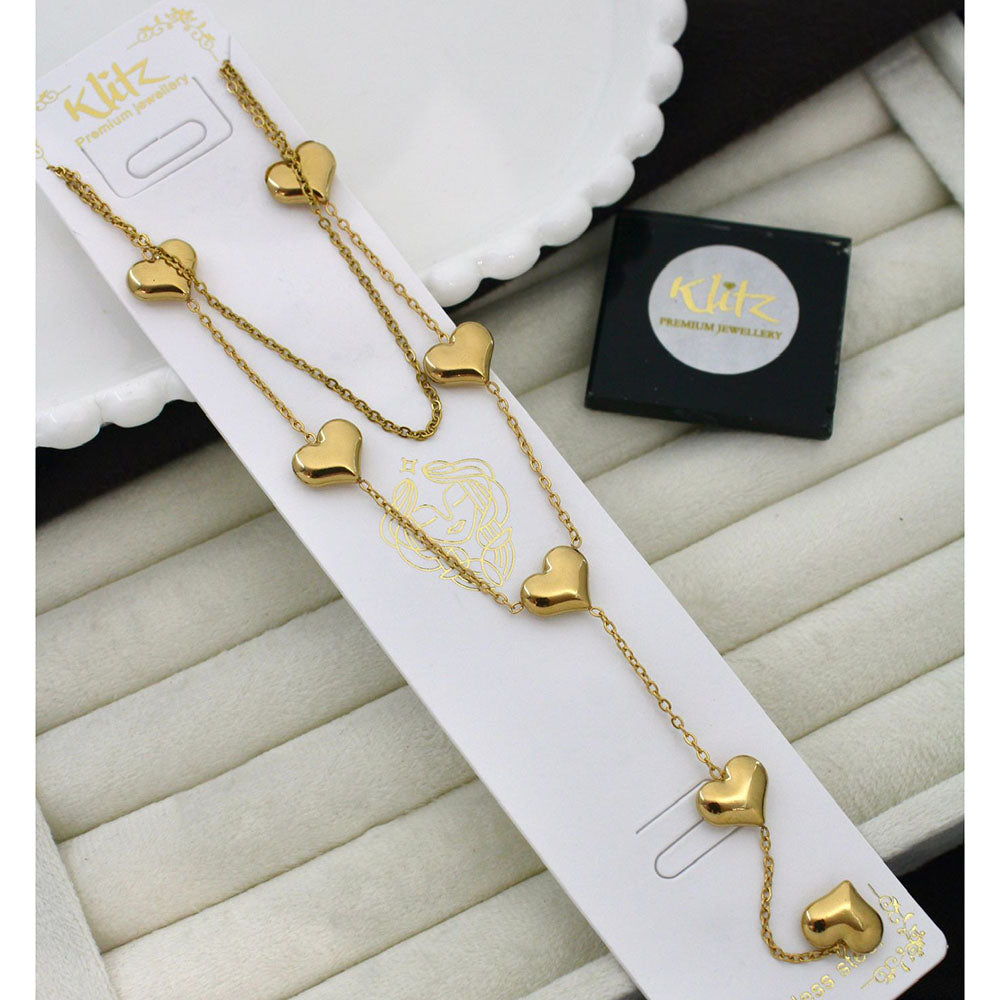 Klitz Classic Premium Jewellery Austrian Stone Heart Shape Chain Necklace