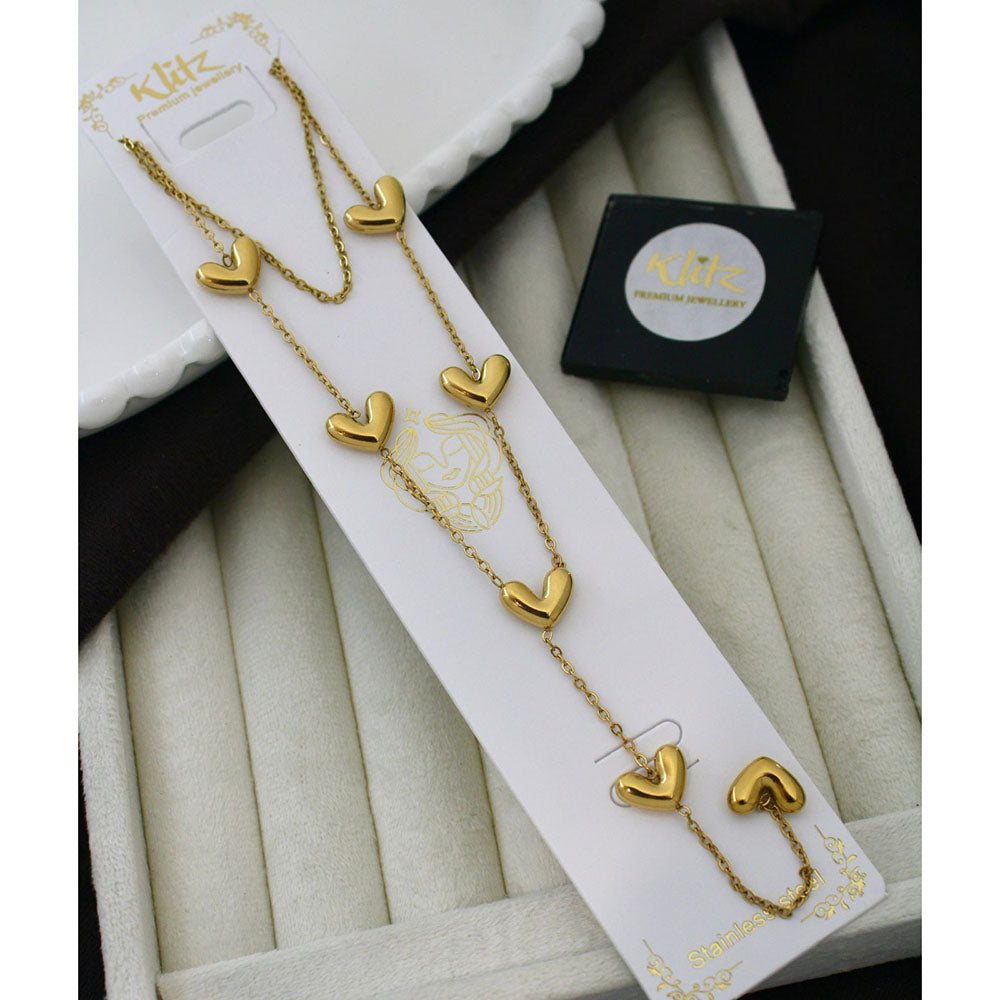 Klitz Classic Premium Jewellery Austrian Stone Heart Shape Chain Necklace