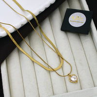 Klitz Classic Crystal Stone Snake Heart Shape Chain Necklace