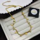 Klitz Classic Crystal Stone Floral Snake Chain Necklace