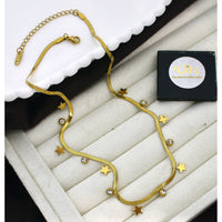 Klitz Classic Crystal Stone Star Shape Snake Chain Necklace